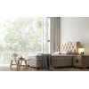 Lit box literie boxspring avec rangement complete beige KONING