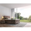 Lit box literie boxspring avec matelas et rangement complete en tissu gris Sleep PURE