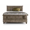 Lit box literie boxspring avec matelas et rangement complete en tissu gris Sleep PURE