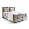 Lit box literie boxspring avec matelas et rangement complete en tissu brun Magnasand THERAPY