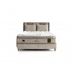 Lit box literie boxspring avec matelas et rangement complete en tissu brun Magnasand THERAPY