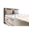 Lit box literie boxspring avec matelas et rangement complete en tissu brun Magnasand THERAPY