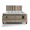 Lit box literie boxspring avec matelas et rangement complete en tissu brun Royal CRAFT