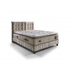 Lit box literie boxspring avec matelas et rangement complete en tissu brun Royal CRAFT