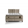 Lit box literie boxspring avec matelas et rangement complete en tissu brun Royal CRAFT