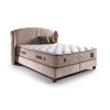 Lit box literie boxspring avec matelas et rangement complete en tissu cream Latex THERAPY