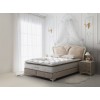 Lit box literie boxspring avec matelas et rangement complete en tissu cream Infinity