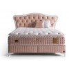 Lit box literie boxspring avec matelas et rangement complete en tissu rose Visco LUX