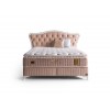 Lit box literie boxspring avec matelas et rangement complete en tissu rose Visco LUX