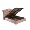 Lit box literie boxspring avec matelas et rangement complete en tissu rose Visco LUX