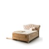 Lit box literie boxspring avec matelas et rangement complete en tissu rose Visco LUX