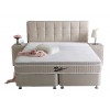 Lit box literie boxspring avec rangement complete en tissu beige RITZ