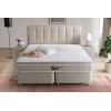 Lit box literie boxspring avec rangement complete en tissu beige RITZ