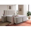 Lit box literie boxspring avec rangement complete en tissu beige RITZ