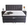 Lit box literie boxspring avec matelas pocket et coffre rangement complete en tissu gris RITZ