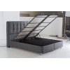 Lit box literie boxspring avec matelas pocket et coffre rangement complete en tissu gris RITZ