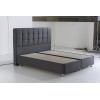 Lit box literie boxspring avec matelas pocket et coffre rangement complete en tissu gris RITZ