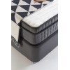 Lit box literie boxspring avec matelas pocket et coffre rangement complete en tissu gris RITZ