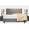 Lit box literie boxspring avec matelas pocket et coffre rangement complete en tissu beige MILAN