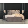 Lit box literie boxspring avec matelas pocket et coffre rangement complete en tissu beige MILAN