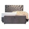 Lit box literie boxspring avec matelas pocket et coffre rangement complete en tissu beige MILAN