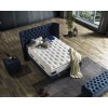 Lit box literie boxspring avec matelas pocket et coffre rangement complete en tissu gris CHARLOTTE