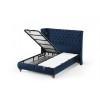 Lit box literie boxspring avec matelas pocket et coffre rangement complete en tissu gris CHARLOTTE