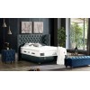 Lit box literie boxspring avec matelas pocket et coffre rangement complete en tissu gris CHARLOTTE