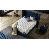 Lit box literie boxspring avec matelas pocket et coffre rangement complete en tissu gris CHARLOTTE