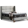 Lit box literie boxspring avec matelas et rangement complete en tissu gris CARRERO