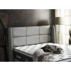 Lit box literie boxspring avec matelas et rangement complete en tissu gris CARRERO