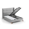 Lit box literie boxspring avec matelas et rangement complete en tissu gris CARRERO