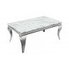 Table basse design acier inoxydable silver plateau avec marbre ou en verre POLO