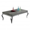 Table basse design acier inoxydable silver plateau avec marbre ou en verre POLO