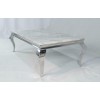 Table basse design acier inoxydable silver plateau avec marbre ou en verre POLO