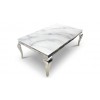 Table basse design acier inoxydable silver plateau avec marbre ou en verre POLO