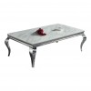 Table basse design acier inoxydable silver plateau avec marbre ou en verre POLO