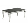 Table basse design acier inoxydable silver plateau avec marbre ou en verre POLO