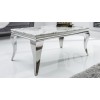 Table basse design acier inoxydable silver plateau avec marbre ou en verre POLO