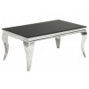 Table basse design acier inoxydable silver plateau avec marbre ou en verre POLO