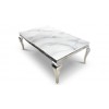 Table basse design acier inoxydable silver plateau avec marbre ou en verre POLO