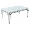 Table basse design acier inoxydable silver plateau avec marbre ou en verre POLO