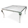 Table basse design acier inoxydable silver plateau avec marbre ou en verre POLO