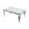 Table basse design acier inoxydable silver plateau avec marbre ou en verre POLO