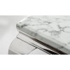 Table basse design acier inoxydable silver plateau avec marbre ou en verre POLO