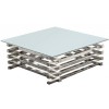 Table basse design acier inoxydable silver plateau marbre ou en verre au choix FAVORI