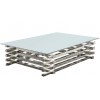 Table basse design acier inoxydable silver plateau marbre ou en verre au choix FAVORI