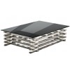 Table basse design acier inoxydable silver plateau en verre au choix carre FAVORI