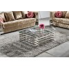 Table basse design acier inoxydable silver plateau en verre au choix carre FAVORI