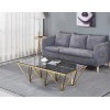 Table basse design acier inoxydable gold plateau en verre rectangulaire  HARLEY